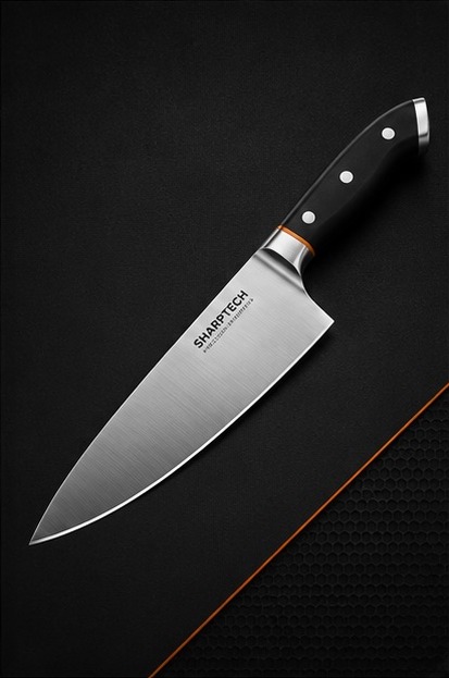 Premium chef's knife with a polished edge